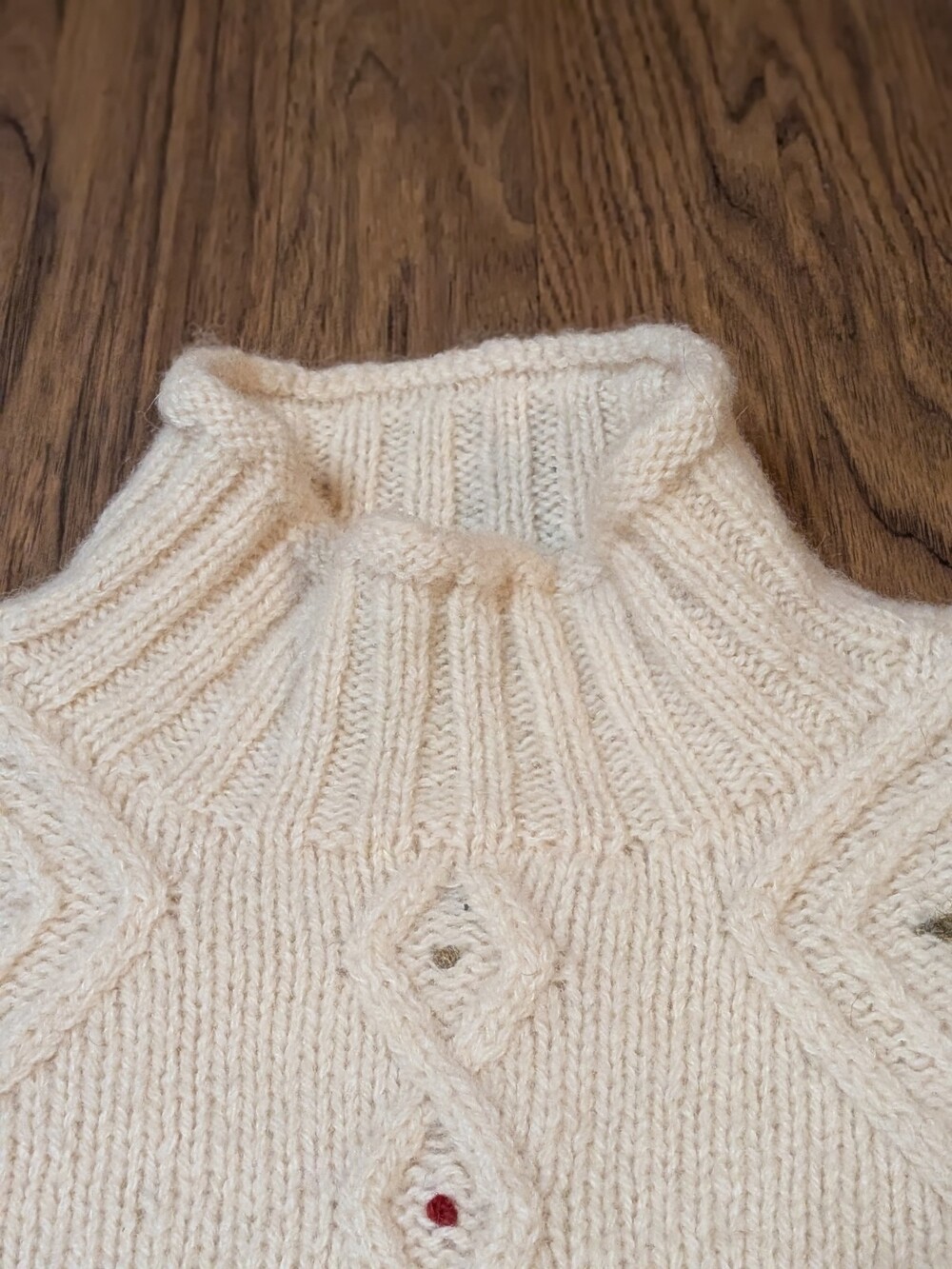VTG LL Bean Women M 100% Wool Cable Knit Mock Neck Sweater Christmas Cottagecore - Picture 10 of 10